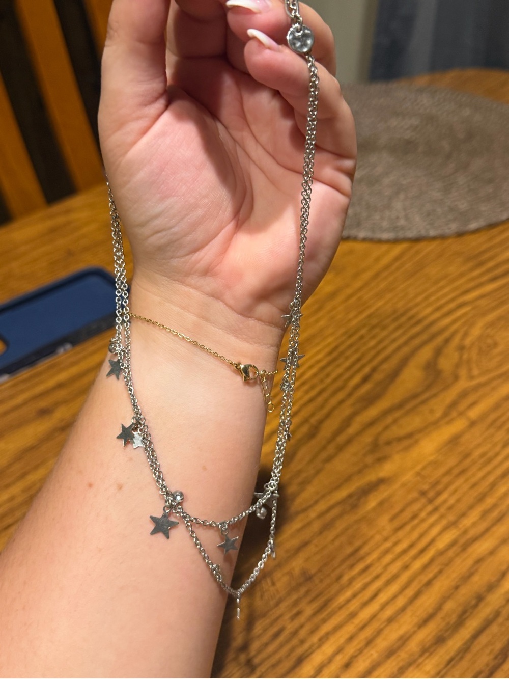 Sterling Silver Star Charm Layered Necklace - Silver